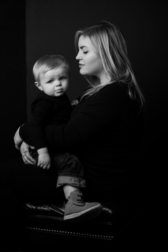 mommy and me mother and son black and white